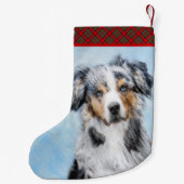 Miniatuur American Shepherd Painting - Dog Art Kleine Kerstsok (Achterkant)