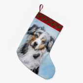 Miniatuur American Shepherd Painting - Dog Art Kleine Kerstsok (Voorkant (Hangend))