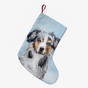 Miniatuur American Shepherd Painting - Dog Art Kleine Kerstsok