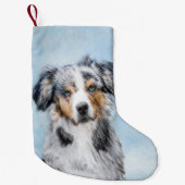 Miniatuur American Shepherd Painting - Dog Art Kleine Kerstsok (Voorkant)