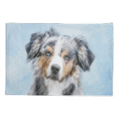 Miniatuur American Shepherd Painting - Dog Art Kussensloop (Achterkant)