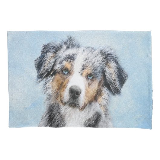 Miniatuur American Shepherd Painting - Dog Art Kussensloop (Voorkant)