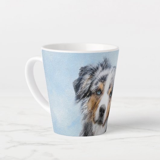 Miniatuur American Shepherd Painting - Dog Art Latte Mok (Linkerhoek)