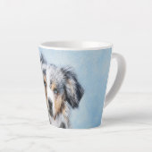 Miniatuur American Shepherd Painting - Dog Art Latte Mok (Rechterhoek)