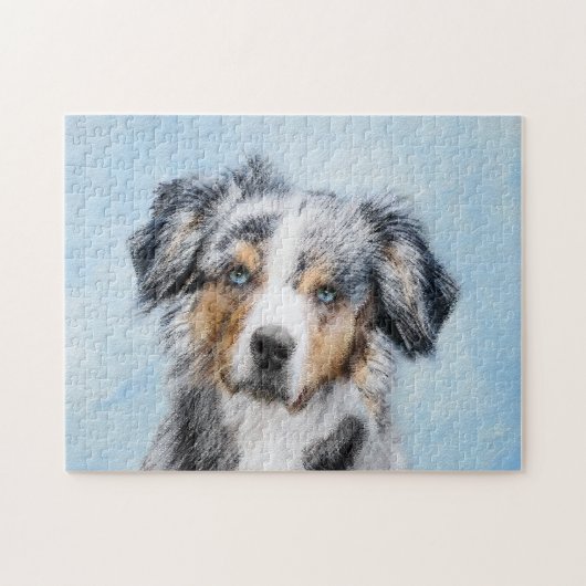 Miniatuur American Shepherd Painting - Dog Art Legpuzzel (Horizontaal)
