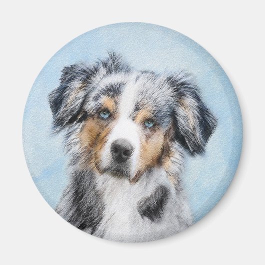 Miniatuur American Shepherd Painting - Dog Art Magneet (Voorkant)