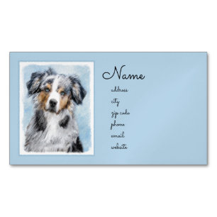 Miniatuur American Shepherd Painting - Dog Art Magnetisch Visitekaartje