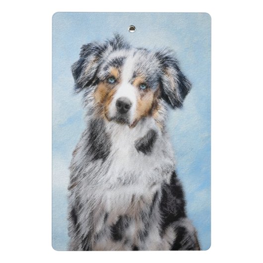Miniatuur American Shepherd Painting - Dog Art Mini Klembord (Achterkant)