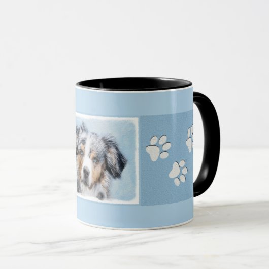 Miniatuur American Shepherd Painting - Dog Art Mok (Voorkant rechts)