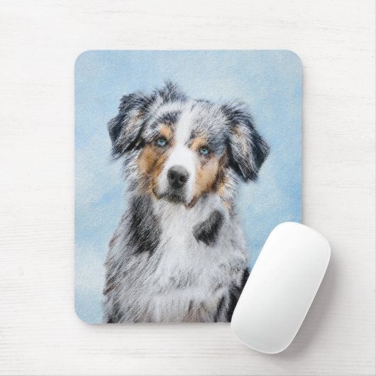 Miniatuur American Shepherd Painting - Dog Art Muismat (Met muis)