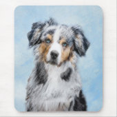 Miniatuur American Shepherd Painting - Dog Art Muismat (Voorkant)