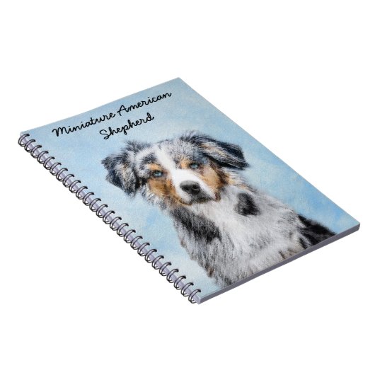 Miniatuur American Shepherd Painting - Dog Art Notitieboek (Rechterzijde)