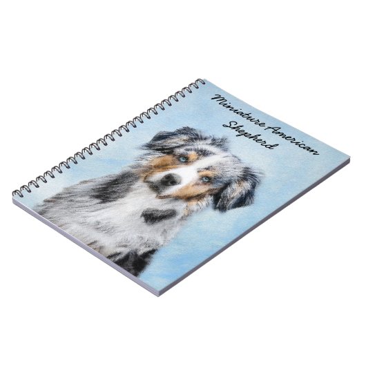 Miniatuur American Shepherd Painting - Dog Art Notitieboek (Linkerzijde)