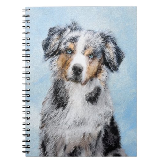 Miniatuur American Shepherd Painting - Dog Art Notitieboek (Voorkant)