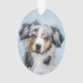 Miniatuur American Shepherd Painting - Dog Art Ornament (achterkant)