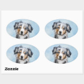 Miniatuur American Shepherd Painting - Dog Art Ovale Sticker (Vel)