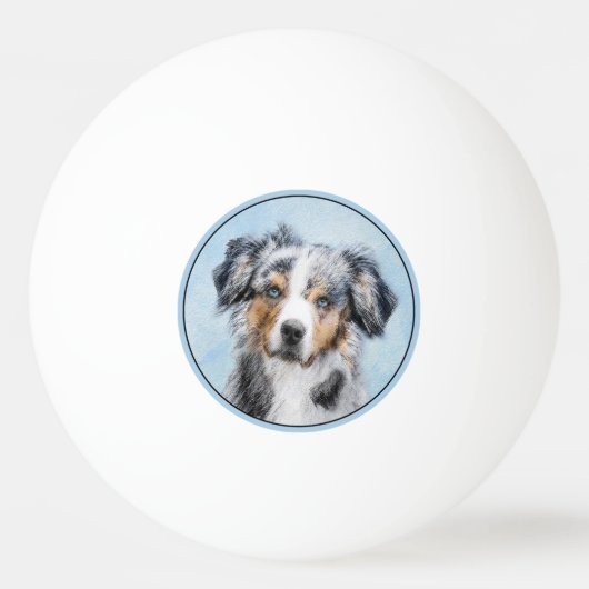 Miniatuur American Shepherd Painting - Dog Art Pingpongbal (Voorkant)