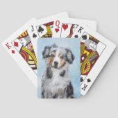 Miniatuur American Shepherd Painting - Dog Art Pokerkaarten (Achterkant)