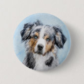 Miniatuur American Shepherd Painting - Dog Art Ronde Button 5,7 Cm (Voorkant)