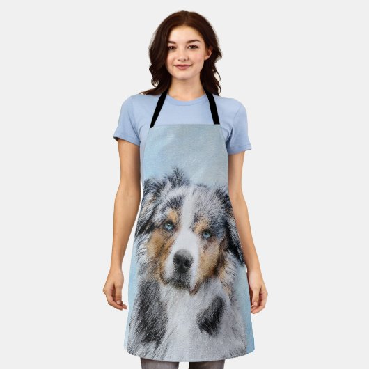 Miniatuur American Shepherd Painting - Dog Art Schort (Gedragen)