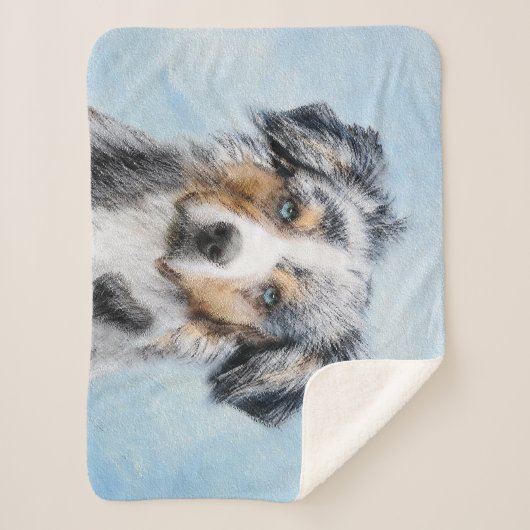 Miniatuur American Shepherd Painting - Dog Art Sherpa Deken (Voorkant)