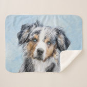Miniatuur American Shepherd Painting - Dog Art Sherpa Deken (Voorkant (horizontaal))