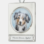 Miniatuur American Shepherd Painting - Dog Art Sil Verzilverd Banner Ornament (Links)
