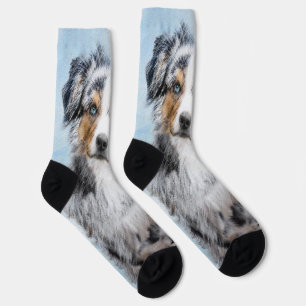 Miniatuur American Shepherd Painting - Dog Art Sokken