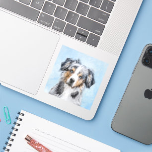 Miniatuur American Shepherd Painting - Dog Art Sticker