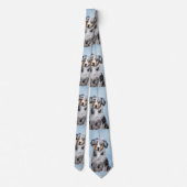 Miniatuur American Shepherd Painting - Dog Art Stropdas (Achterkant)