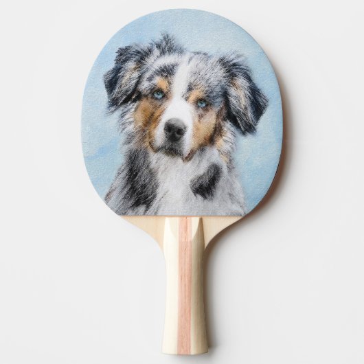 Miniatuur American Shepherd Painting - Dog Art Tafeltennisbatje (Voorkant)
