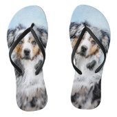 Miniatuur American Shepherd Painting - Dog Art Teenslippers (Voetbed)