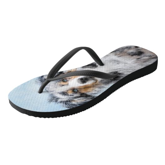 Miniatuur American Shepherd Painting - Dog Art Teenslippers (Schuin)