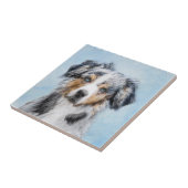 Miniatuur American Shepherd Painting - Dog Art Tegeltje (Zijkant)