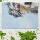 Miniatuur American Shepherd Painting - Dog Art Theedoek (Gevouwen)