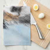 Miniatuur American Shepherd Painting - Dog Art Theedoek (Quarter Fold)