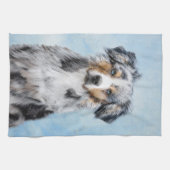 Miniatuur American Shepherd Painting - Dog Art Theedoek (Horizontaal)