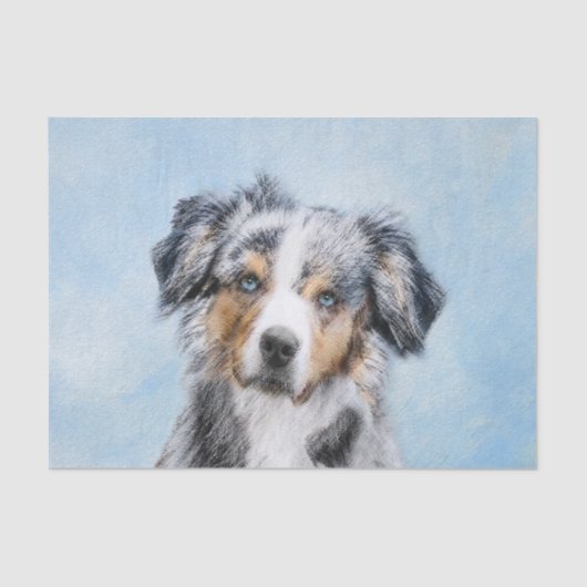 Miniatuur American Shepherd Painting - Dog Art Tissuepapier (Voorkant)