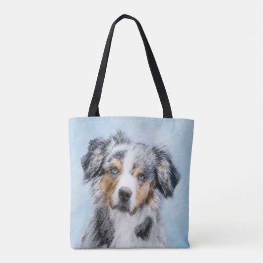 Miniatuur American Shepherd Painting - Dog Art Tote Bag (Achterkant)