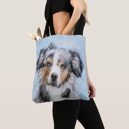 Miniatuur American Shepherd Painting - Dog Art Tote Bag (Dichtbij)