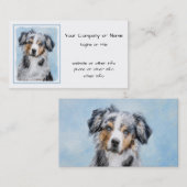 Miniatuur American Shepherd Painting - Dog Art Visitekaartje (Voorkant / Achterkant)
