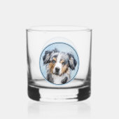Miniatuur American Shepherd Painting - Dog Art Whisky Glas (Achterkant)