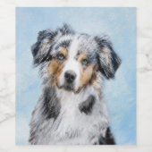 Miniatuur American Shepherd Painting - Dog Art Wijn Etiket (Enkel label)
