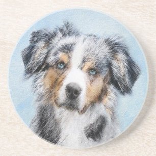 Miniatuur American Shepherd Painting - Dog Art Zandsteen Onderzetter