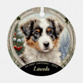 Miniatuur Amerikaans Herder Puppy Ornament (Voorkant)