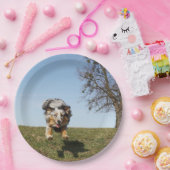 Miniatuur Amerikaanse Herder Blue Merle Jumping Papieren Bordje (Feest)