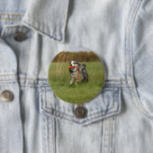 Miniatuur Amerikaanse Herder Blue Merle W speelgoe Ronde Button 7,6 Cm (In situ)