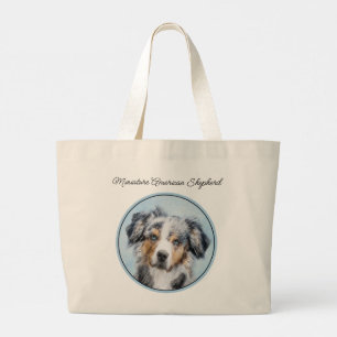 Miniatuur Amerikaanse Herder Schilderij MAS Dog Ar Grote Tote Bag