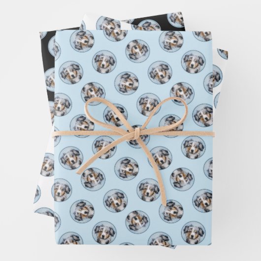 Miniatuur Amerikaanse Herder Schilderij MAS Dog Ar Inpakpapier Vel (In situ)