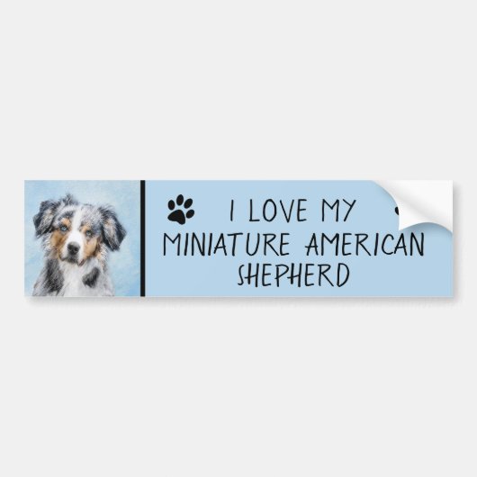 Miniatuur Amerikaanse Herdershond Schilderij - Hon Bumpersticker (Voorkant)